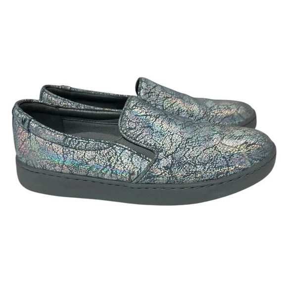 Vionic Avery Pro Metallic Leather Slip-On Shoe Slip Resistant Blue Gray 9 - Picture 3 of 16